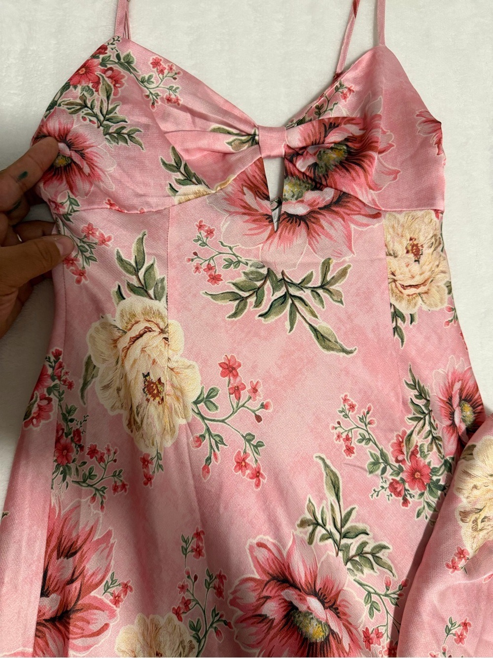 Hello Molly Sun Drenched Shores Pink Floral Satin Midi Dress NWT Small - Picture 3 of 7